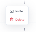 User list with the Action button menu open, showing the Invite option