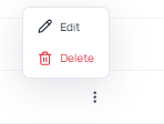 User list with the Action button menu open, showing the Delete option