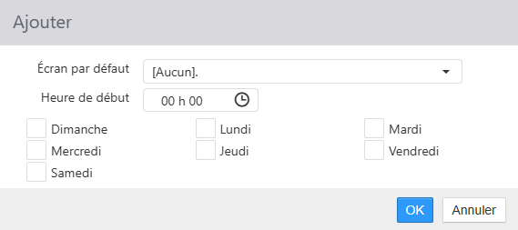 Boîte de dialogue Ajouter une grille d'écran par défaut