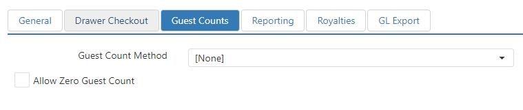 Guest Counts tab with a Guest Count Method dropdown set to [None] and an Allow Zero Guest Count checkbox