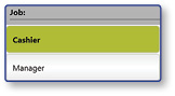 Job dropdown with Cashier and Manager options