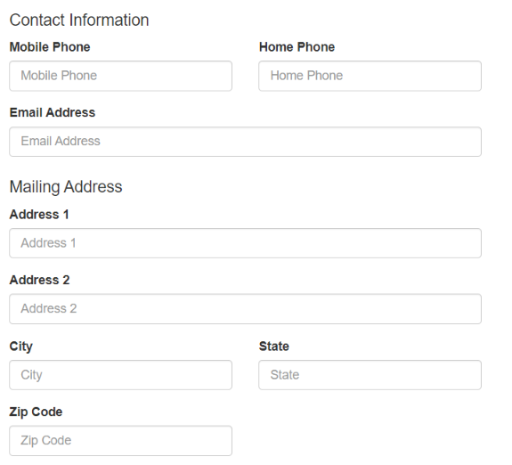 A contact information form with black text Description automatically generated