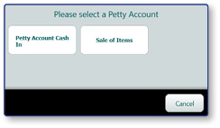 Petty Account selection dialog
