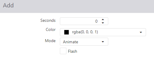Add dialog for a kitchen queue threshold with Seconds, Color, Mode set to Animate, and a Flash checkbox