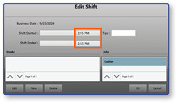 Edit Shift time field