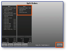 Split Orders interface