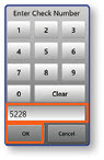 Enter Check Number keypad