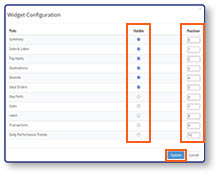 Widget configuration with checkboxes