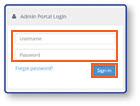 Admin Portal login screen