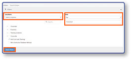 Apply Filters screen with Location and Date fields