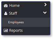 Home menu showing Staff and Employees