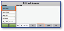 Shift Maintenance dialog
