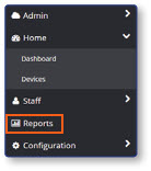 Admin Portal sidebar with Reports option