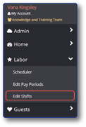 Labor menu sidebar