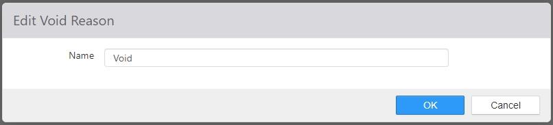 Edit Void Reason dialog with a Name field