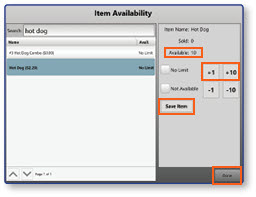 Item Availability dialog with quantity limit options