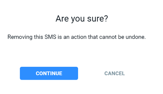 Confirmation dialog reading 