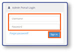 Admin Portal login screen