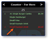 Order list with voided item in red