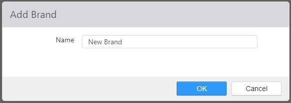 Edit Brand dialog with a Name field