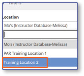 Location dropdown showing multiple locations