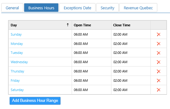 Location General tab showing Name, Display Name, Store ID, Address fields, and Map fields for Latitude, Longitude, Time Zone, and Language