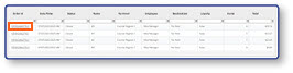 Orders list showing search results