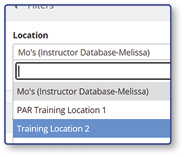 Location dropdown menu