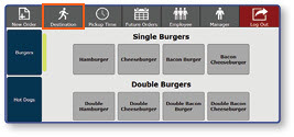 Destination Menu with Single Burgers and Double Burgers categories