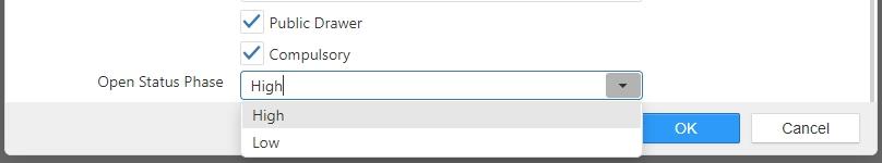Open Status Phase drop-down list showing High and Low options