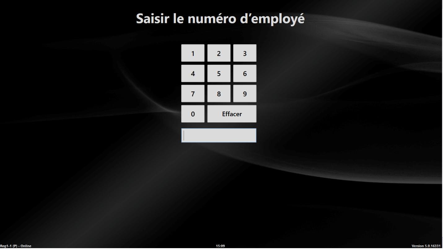 Register employee login screen in French (