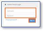 Admin Portal login screen