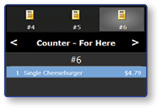 Counter display showing selected item