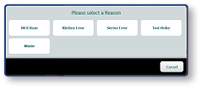 Please select a Reason dialog