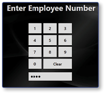 Enter Employee Number keypad with 4-digit PIN