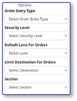 Options panel