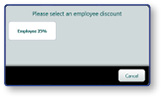 Please select an employee discount dialog