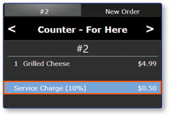 Order window with applied service charge