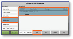 Shift Maintenance dialog