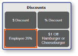 Discounts menu with Employee Discount option
