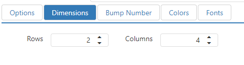 Add Kitchen View dialog, Dimensions tab, with Rows set to 2 and Columns set to 4